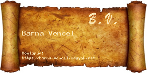 Barna Vencel névjegykártya